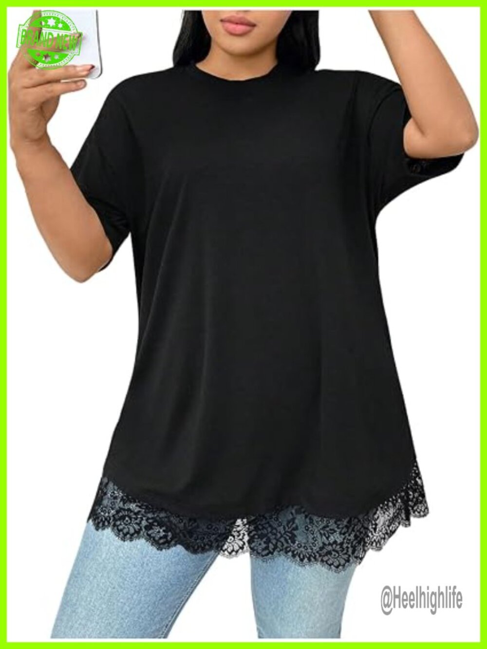 Plus Size Lace Tops Oversized T Shirts Half Sleeve Basic Tees Streetwear